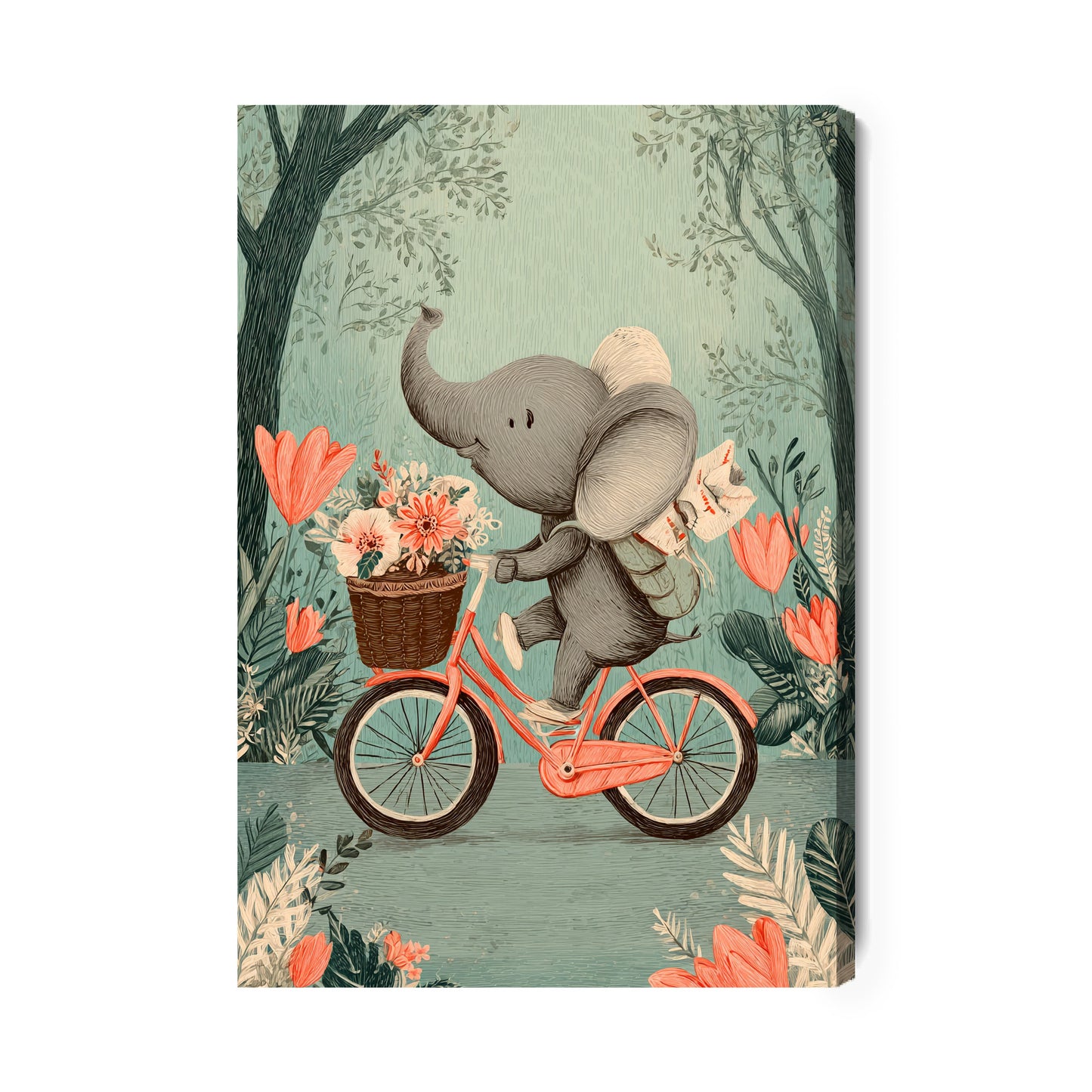 Obraz na płótnie Słoń Na Rowerze Styl Retro Dekoracja Ścienna Do Salonu