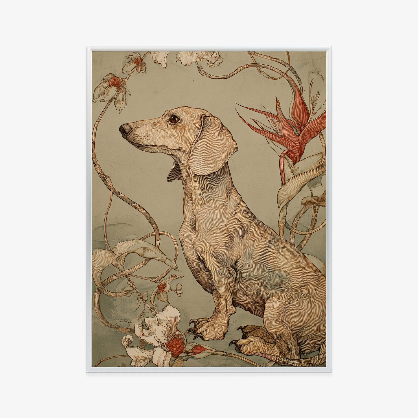 Plakat w ramie Dachshund Bloom