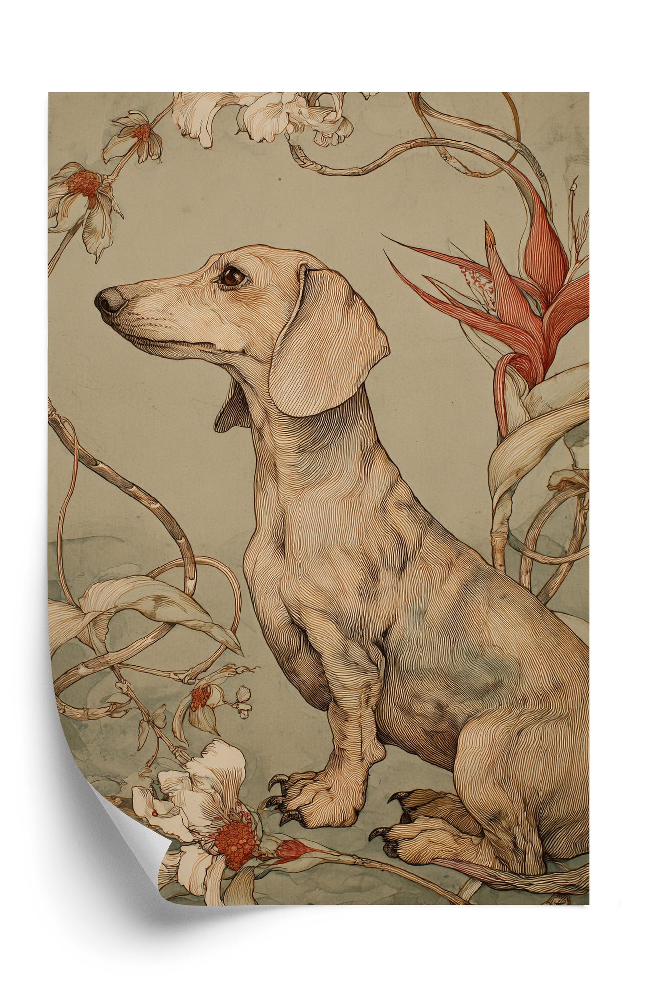 Plakat w ramie Dachshund Bloom