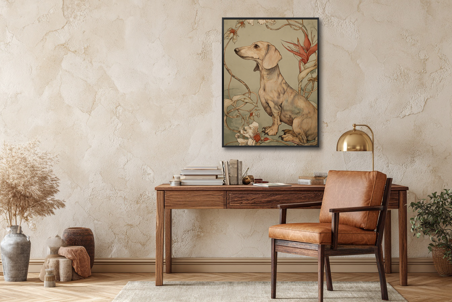 Plakat w ramie Dachshund Bloom