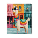 Obraz na płótnie Lama w Kolorowym Szaliku – Zabawna Ilustracja w Pastelowych Barwach, Styl Premium do Salonu i Biura