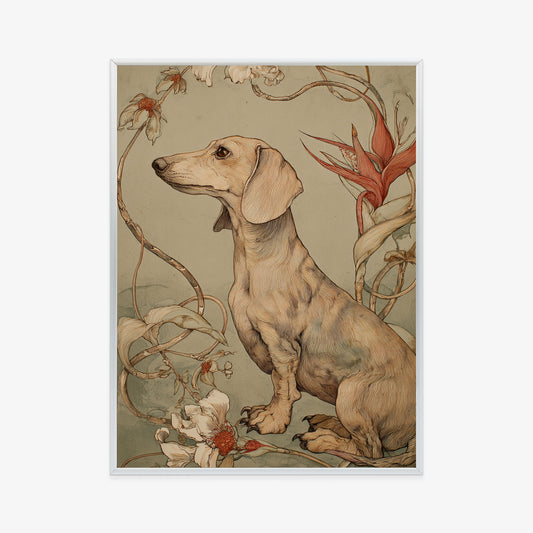 Plakat w ramie Dachshund Bloom